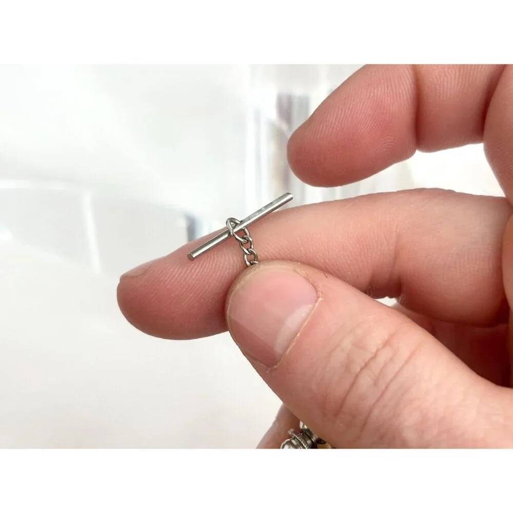 Faux CZ Gemstone Minimalist Silver Toned Vintage Men's Tie Tack